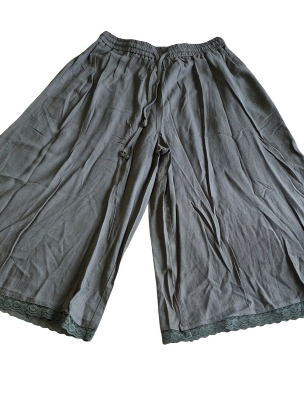 Tarse Women’s Size Large Olive Green Linen Blend Wide Leg Pants NWT